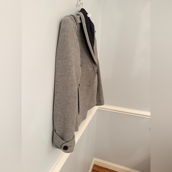 J.Crew Stadium Cloth Wool Coat Gray Double Breasted 2 - Picture 3 of 10